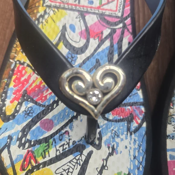 Brighton Multicolor Flip Flops with Black Straps - Picture 7 of 10